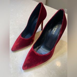 LK Bennett Fern Red Velvet Pointed Toe Court Shoes
